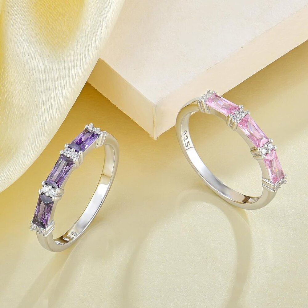 Sterling Silver Stackable Ring With Dainty Births… - image 4